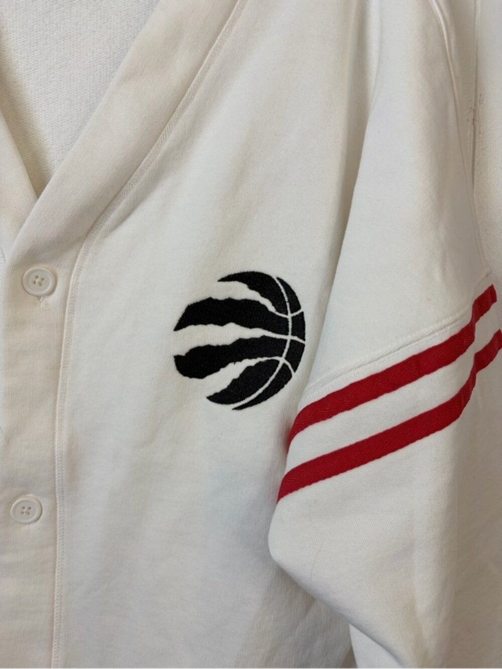 NBA Toronto Raptors Cardigan Sweatshirt Varsity Streetwear NWT Mens Medium White - Picture 4 of 7